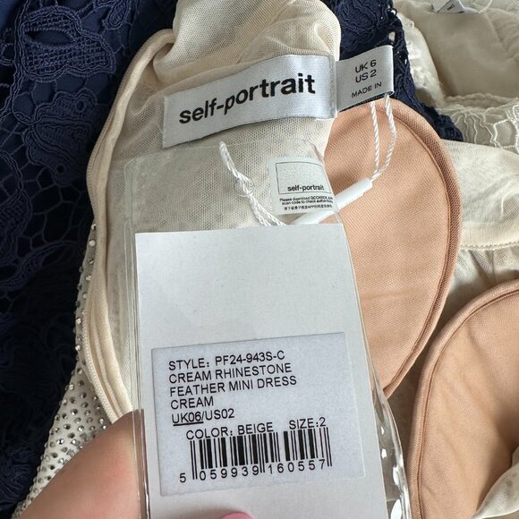 NWT Self-Portrait Embellished Mini Dress Cut-out Front Rhinestone Feather Trim - Picture 4 of 12